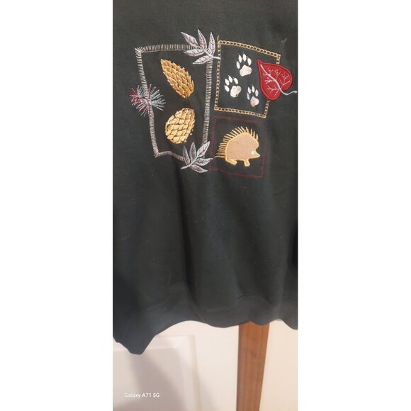 Vintage 90’s Bolo Spirit Hedgehog Autumn Crewneck Sweater Women’s M Grannycore - Picture 2 of 6